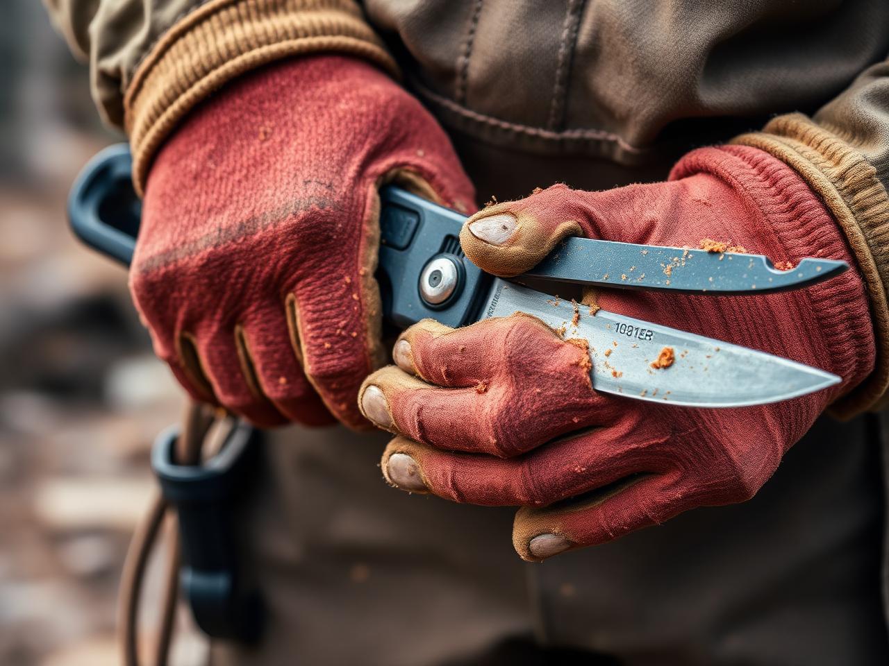 Close-up of arborist hands with pruning shears