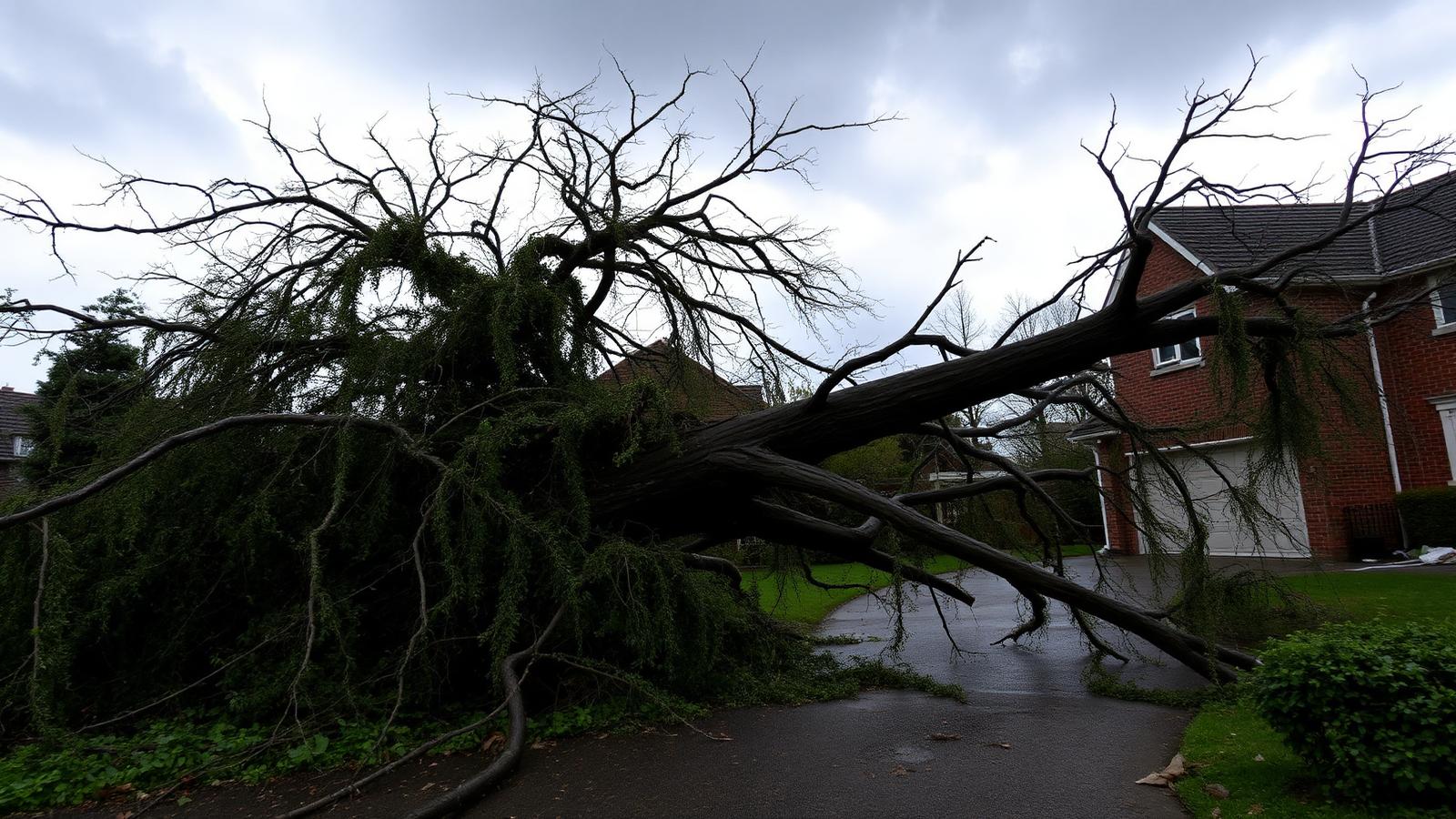 Fallen tree after storm damage